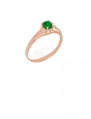 0.30ct Cabochon Emerald and Diamond 18K Gold Ring