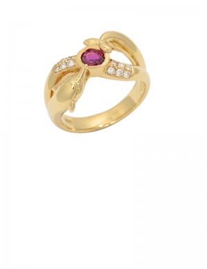 0.25ct Ruby 18K Gold Diamond Ring