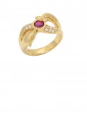 0.25ct Ruby 18K Gold Diamond Ring