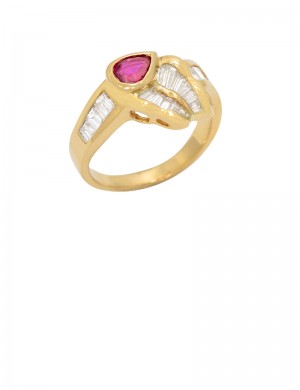 0.40ct Ruby 18K Gold Diamond Ring