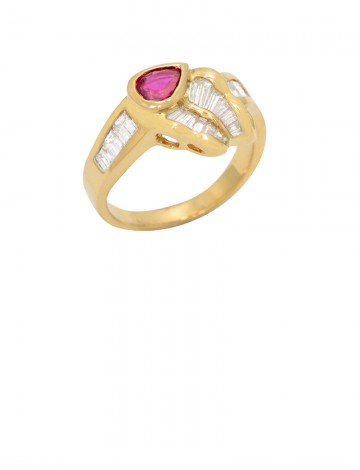 0.40ct Ruby 18K Gold Diamond Ring