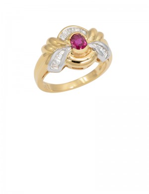 0.48ct Ruby 18K Gold Diamond Ring