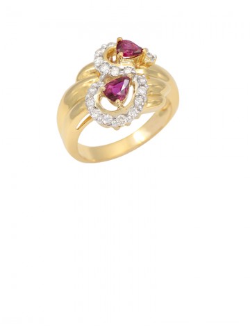 0.62ct Ruby 18K Gold Diamond Ring