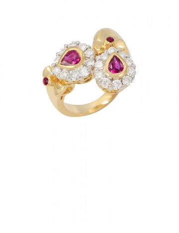 0.51ct Ruby 18K Gold Diamond Ring