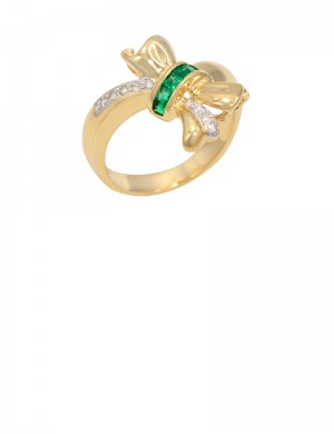 0.21ct Emerald 18K Gold Diamond Ring