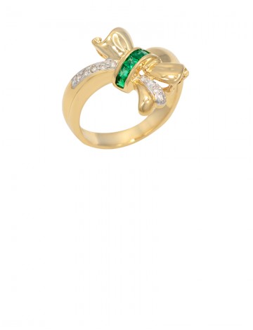 0.21ct Emerald 18K Gold Diamond Ring