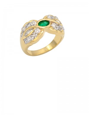 0.34ct Emerald 18K Gold Diamond Ring