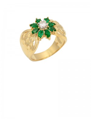 0.94ct Emerald 18K Gold Diamond Ring