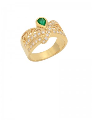 0.33ct Emerald 18K Gold Diamond Ring