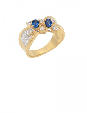 0.61ct Blue Sapphire 18K Gold Diamond Ring