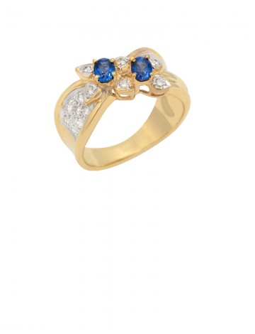 0.61ct Blue Sapphire 18K Gold Diamond Ring