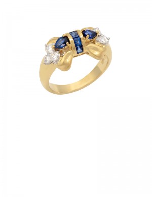0.80ct Blue Sapphire 18K Gold Diamond Ring