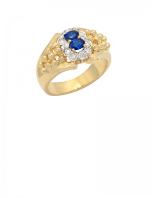 0.50ct Blue Sapphire 18K Gold Diamond Ring