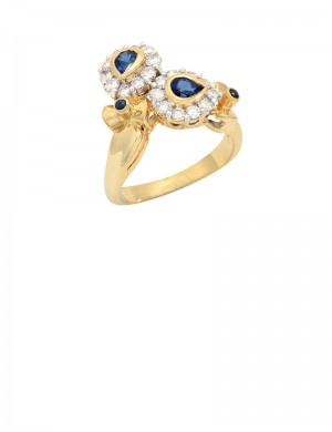 0.69ct Blue Sapphire 18K Gold Diamond Ring