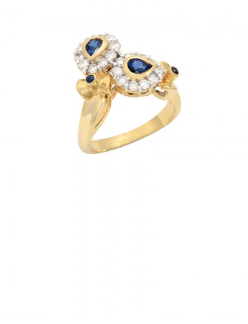 0.69ct Blue Sapphire 18K Gold Diamond Ring