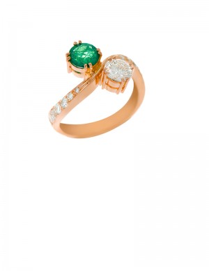 0.62ct Emerald 18K Gold Diamond Ring