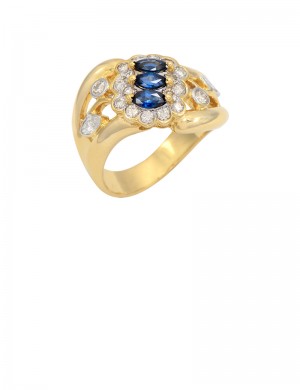 0.60ct Blue Sapphire 18K Gold Diamond Ring