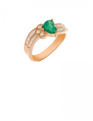 0.76ct Emerald 18K Gold Diamond Ring