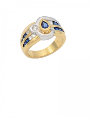 0.32ct Blue Sapphire 18K Gold Diamond Ring