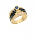 0.44ct Blue Sapphire 18K Gold Diamond Ring