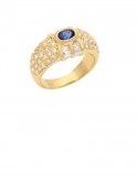 0.30ct Blue Sapphire 18K Gold Diamond Ring