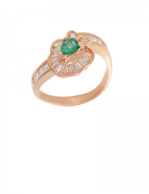 Emerald Diamond 18K Yellow Gold Ring