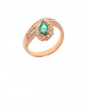 0.51ct Pear Shape Emerald and Diamond 18K Gold Ring