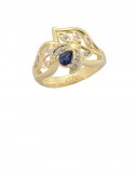 0.27ct Blue Sapphire Diamond 18K Gold