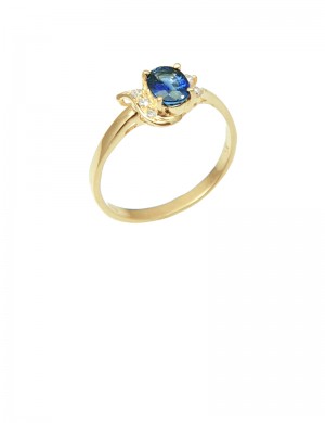 0.71ct Blue Sapphire and Diamond 18K Yellow Gold Ring