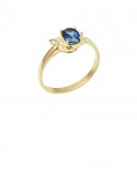 0.71CT Blue Sapphire and Diamond 18K Gold Ring