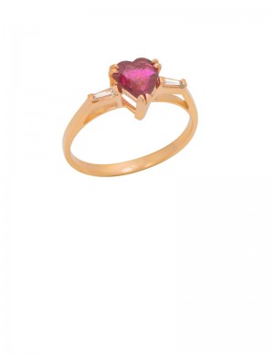 0.50CT Heart Shape Ruby and Diamond 18K Gold Ring