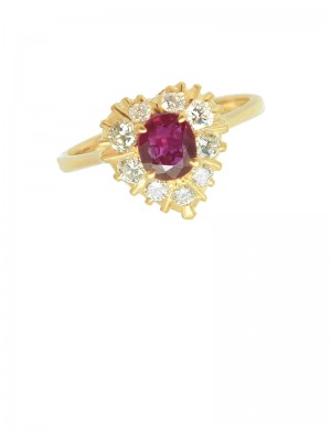 0.52CT Ruby and Diamond 18K Gold Ring