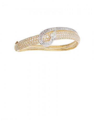 6.51ct Diamond 18K Gold Bangle