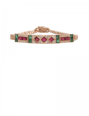 2.00ct Ruby & Emerald 18K Gold Diamond Bracelet