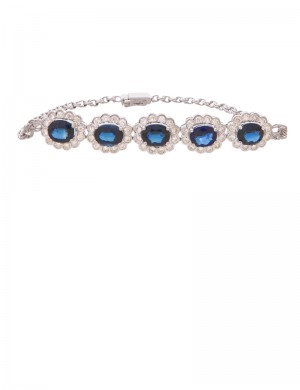 4.44ct Blue Sapphire 18K Gold Diamond Bracelet