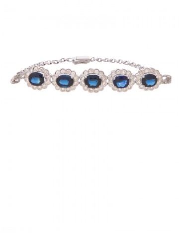 4.44ct Blue Sapphire 18K Gold Diamond Bracelet