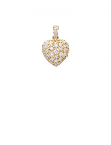 0.98ct Diamond 18K Gold Heart Shaped Charm/Pendant